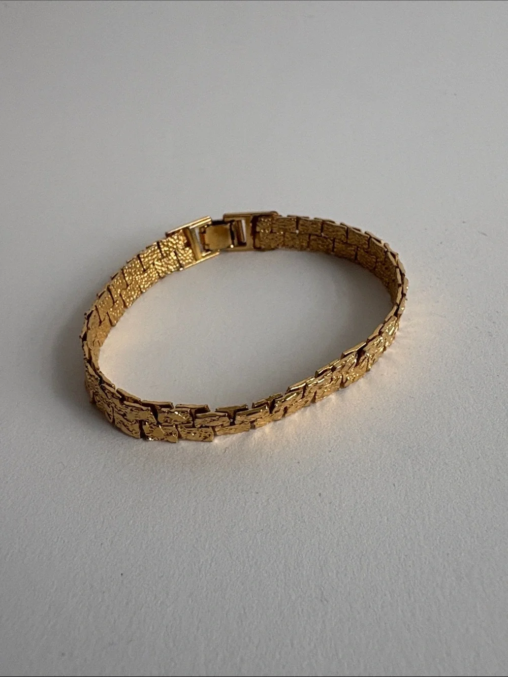 Gold Nugget Link Bracelet Textured Statement Women Jewelry